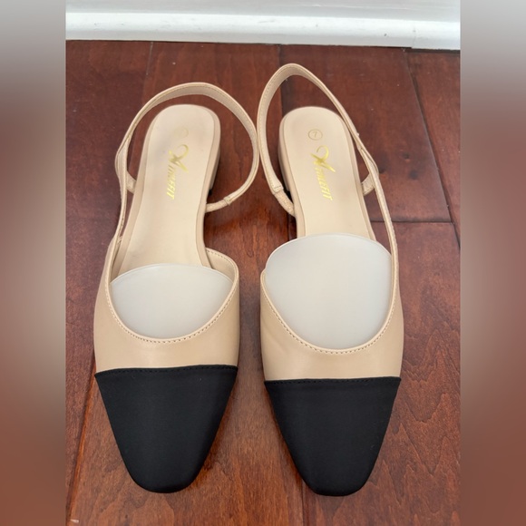 Athlefit Slingback Flats Square Pointed Toe Two Toned Size 7 FITS like 8 - Picture 5 of 6